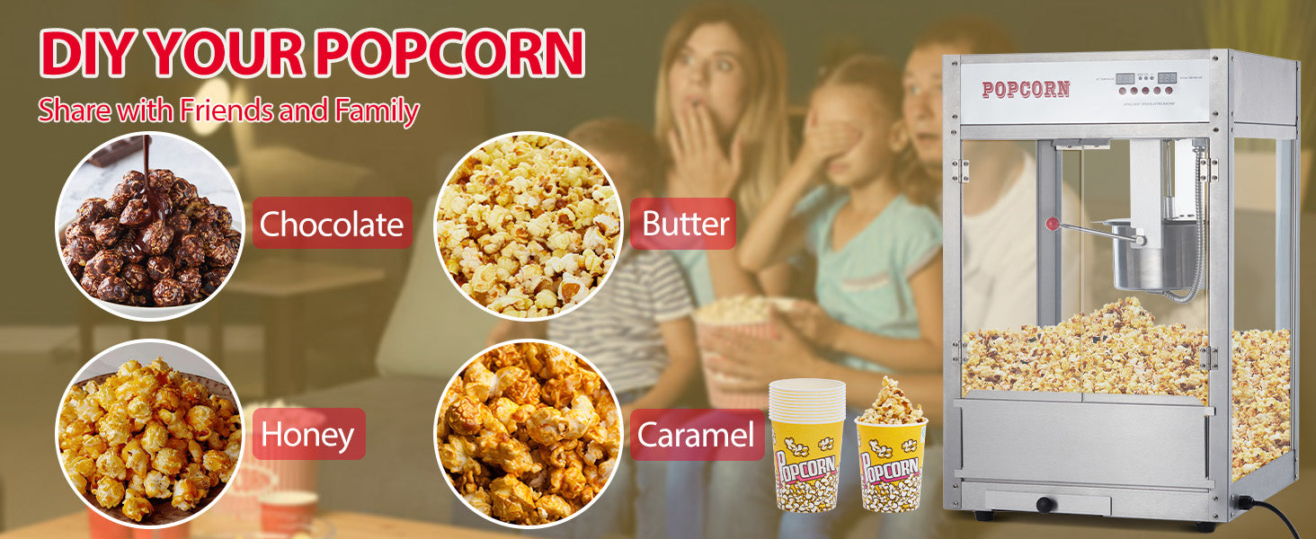 GARVEE 12oz Large commercial Popcorn Machine Movie Night Temperature Control with Digital Display