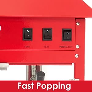 GARVEE Popcorn Machine Cart Commercial Popcorn Machine with 8Oz Kettle Red