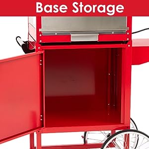 GARVEE Popcorn Machine Cart Commercial Popcorn Machine with 8Oz Kettle Red