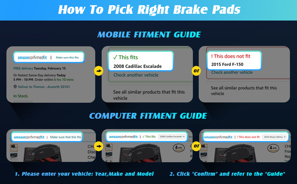 Garvee Rear Brake Pads 4Pcs Premium Ceramic Replacement Brake Pad Set for 2007-2011 Dodge Nitro