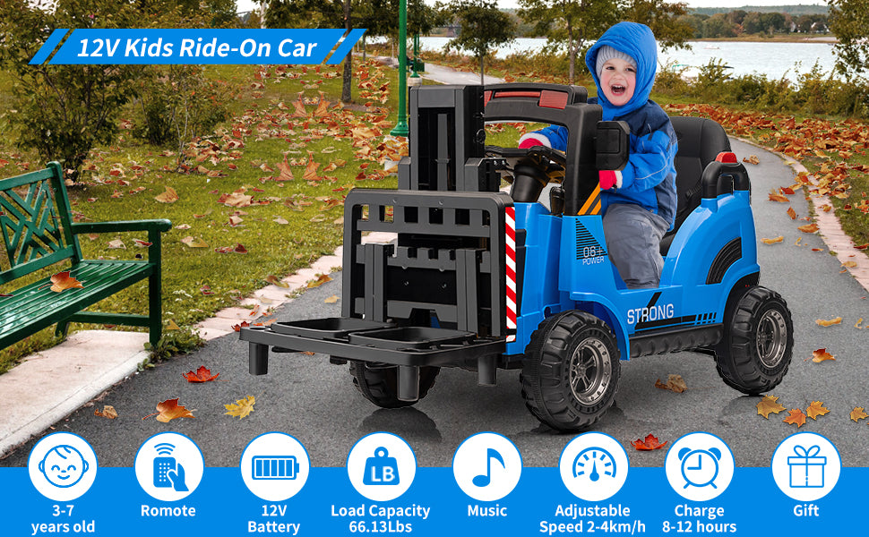 GARVEE Ride on Forklift Car 12V Electric Ride On Car with Remote Control and Liftable Fork & Pallet