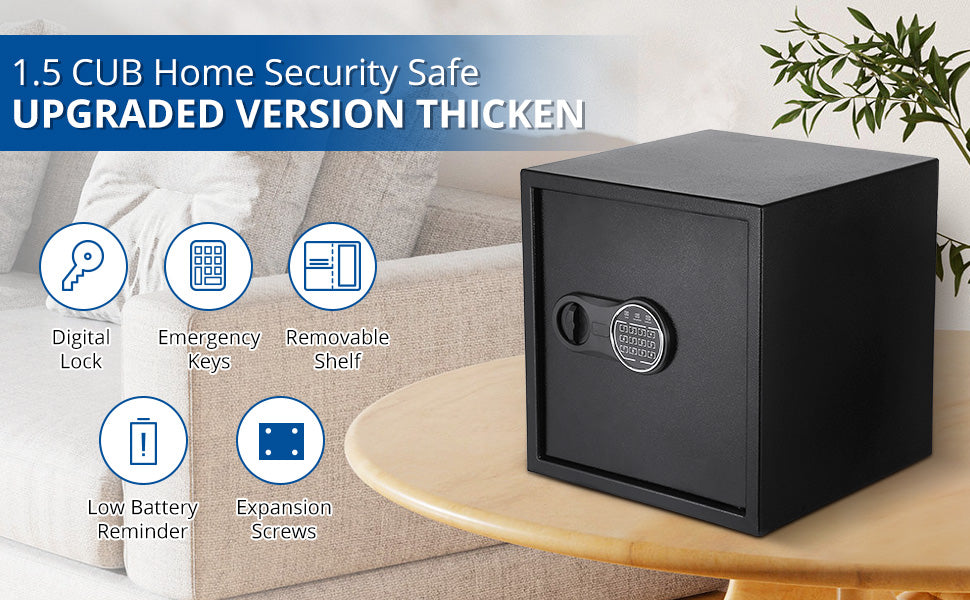 GARVEE Security Safe 15.7x14.9x14.9 In with Digital Keypad Lock Steel Safe with Interior Lining