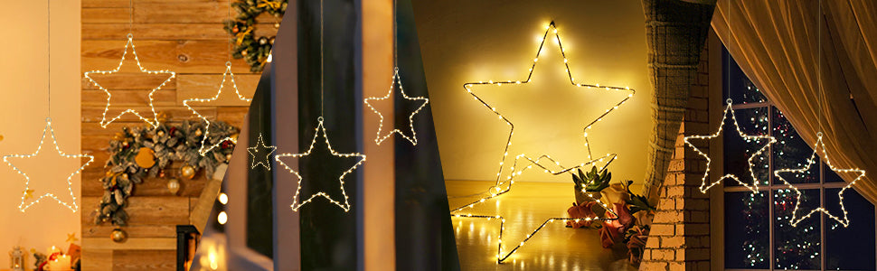 GARVEE SOLLED Christmas Window Star Lights 5 Packs