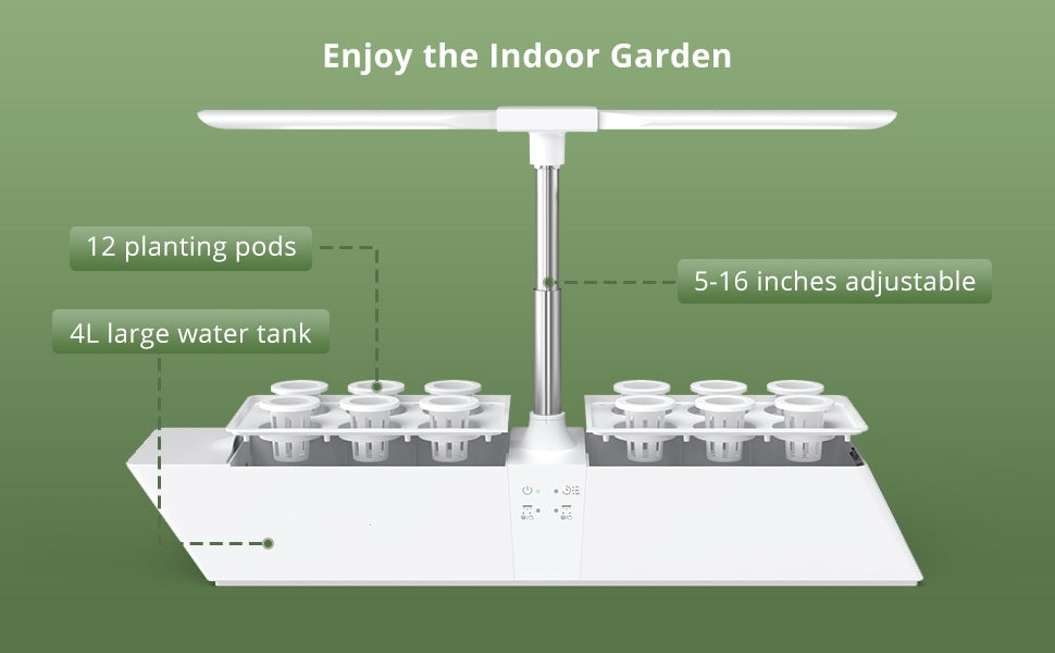 GARVEE 12 Pods Hydroponics Growing System Indoor Garden Kit with 24W 5 Color LED Grow Light