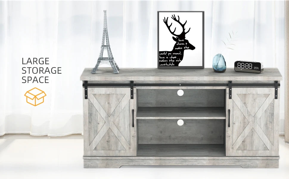 GARVEE Modern Farmhouse Sliding Barn Door TV Stand