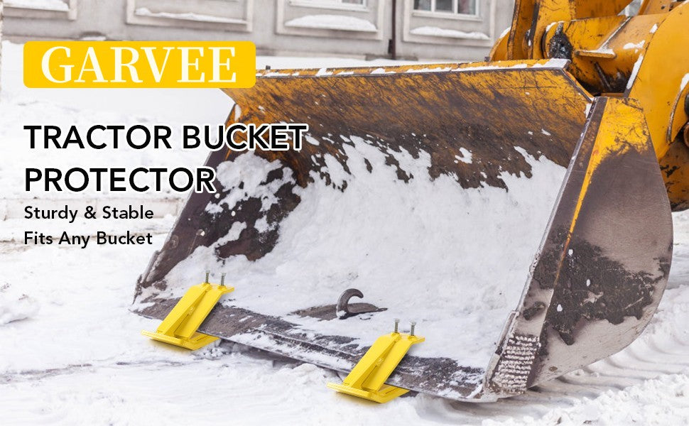 GARVEE Tractor Bucket Protector 2Pcs Ski Edge Protector Turf Tamer Skid Protector Yellow