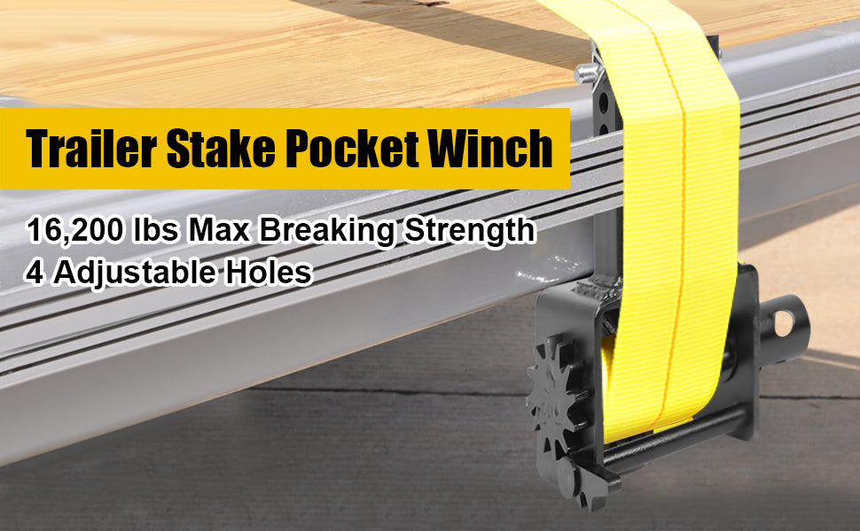 GARVEE Trailer Stake Pocket Winch Heavy Duty Flatbed Trailer Tool with Standard Size Winch Bar