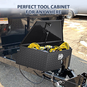 GARVEE Trailer Tongue Box 39 Inch Trailer Tool Box Diamond Plate Waterproof Tool Storage Box Black