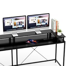 GARVEE L Gaming Desk 68 Inch Home Office Desk with File Drawer & Power Outlet LED Lights Computer Corner Desk