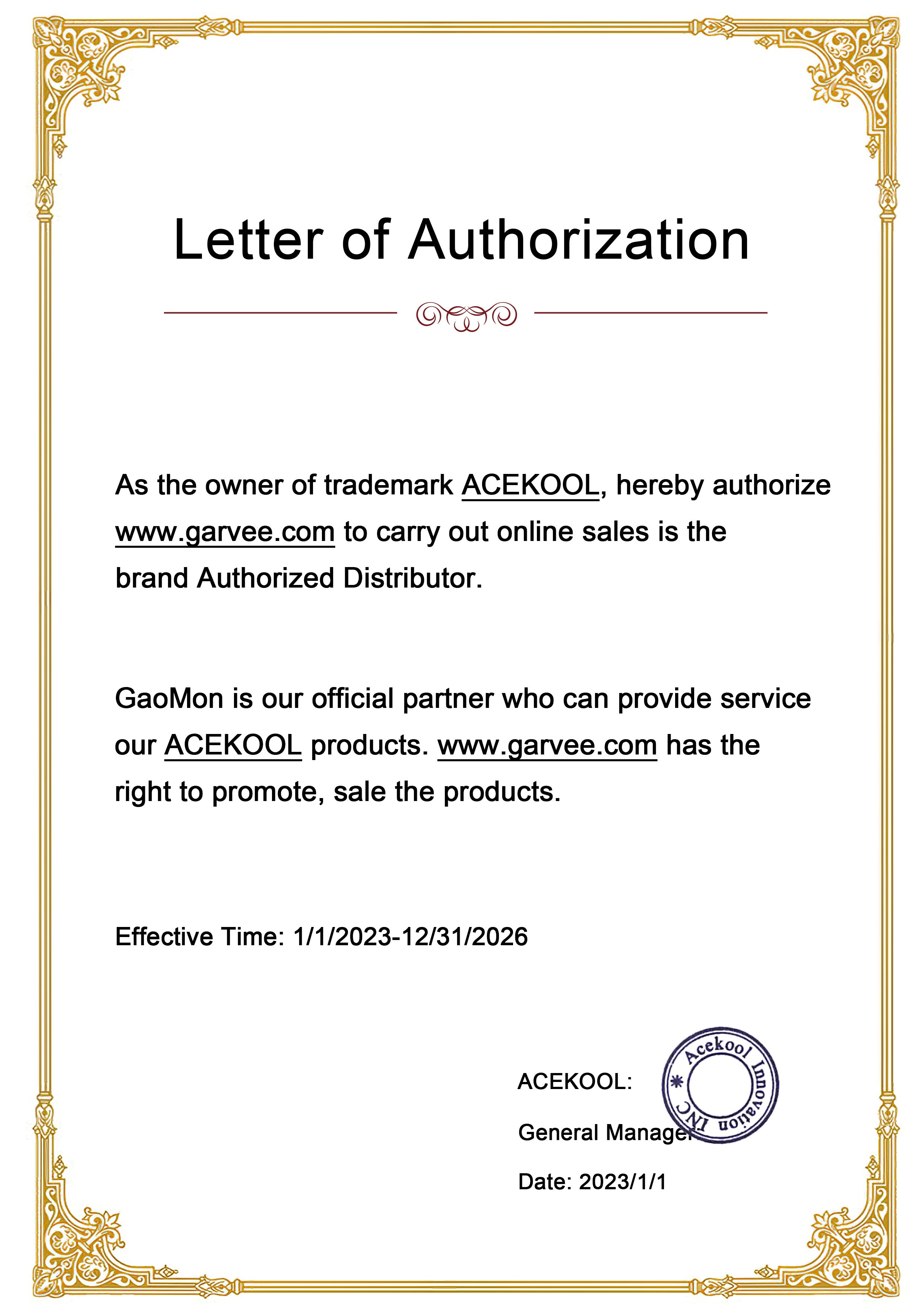 Acekool Brand Authorization