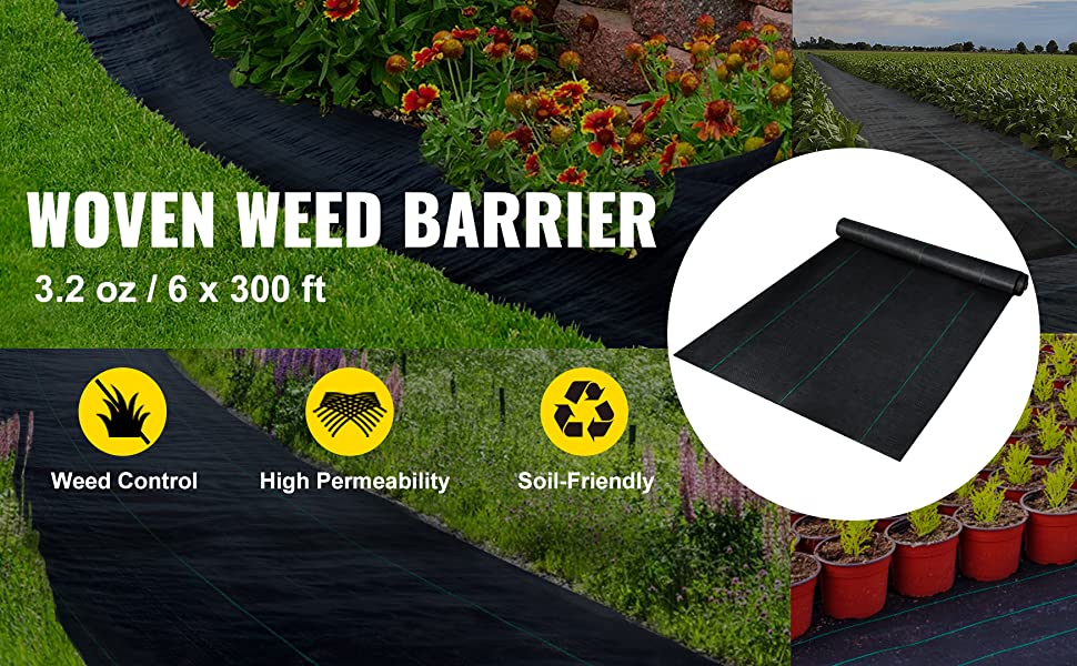 GARVEE 3.2oz 6ft X 300ft Weed Barrier Landscape Fabric Heavy Duty Premium  Ground Cover Weed Block Gardening Mat