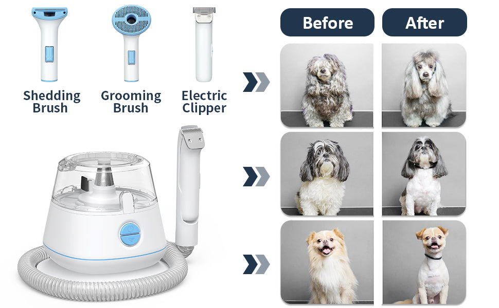 GARVEE Dog Grooming Kit with 5 Professional Grooming Tools Pet Grooming Vacuum Kit