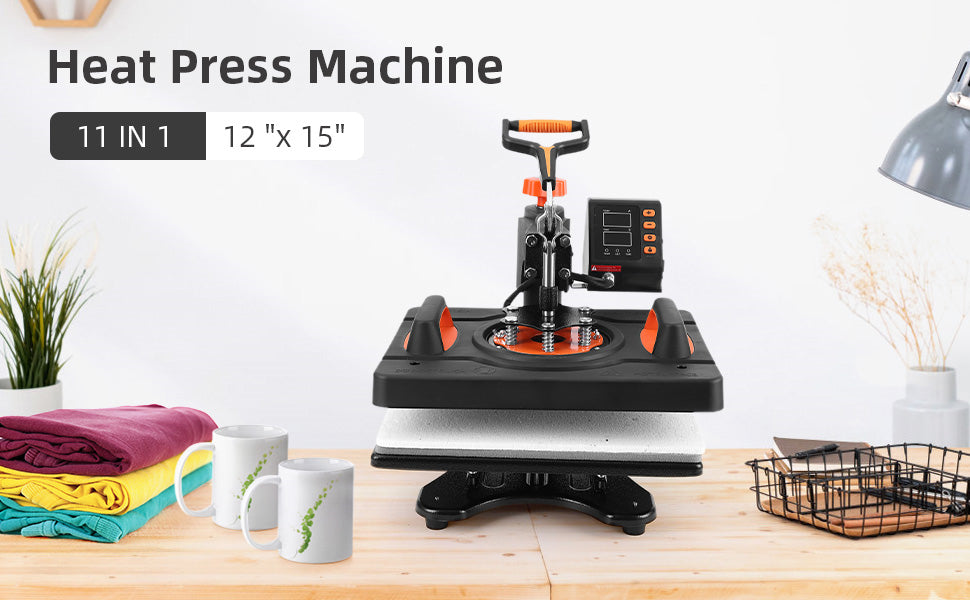 GARVEE 12 x 15 inch Heat Press Machine 11-in-1 Heat Press 800W Sublimation Machine Swing-Away Heat Press