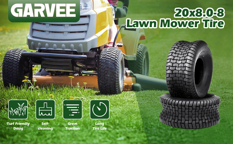 GARVEE 20x8.00-8 Lawn Mower Tire 2Pcs 20x8x8 20-8-8 Turf Tire For Lawn Mower Garden Tractors Riding Mowers Golf Cart Tire