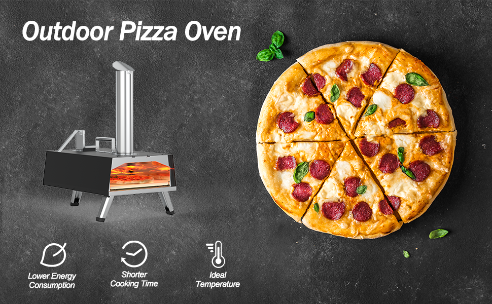 GARVEE Outdoor Pizza Oven 12inch Without Feeding Function Stainless Steel Pizza Oven Outdoor with Foldable Legs