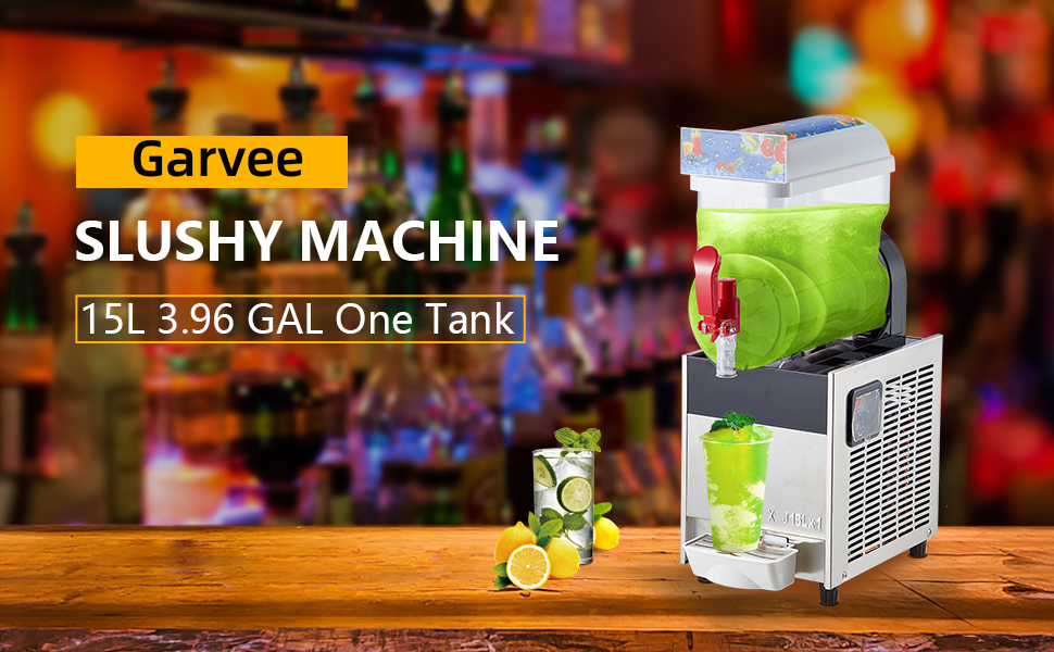 Commercial Slushy Machine 15L Margarita Machine Frozen Drink Machine Food-Grade PC Tanks