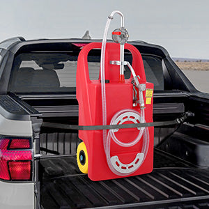 GARVEE Fuel Caddy 32 Gallon Portable Fuel Tank On Wheels With Manual Fueling Nozzle 360° Swivel Connector