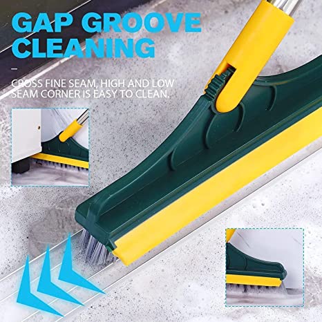 2 In1 Adjustable Floor Scrub Brush Long Handle Bathroom Wiper Wall