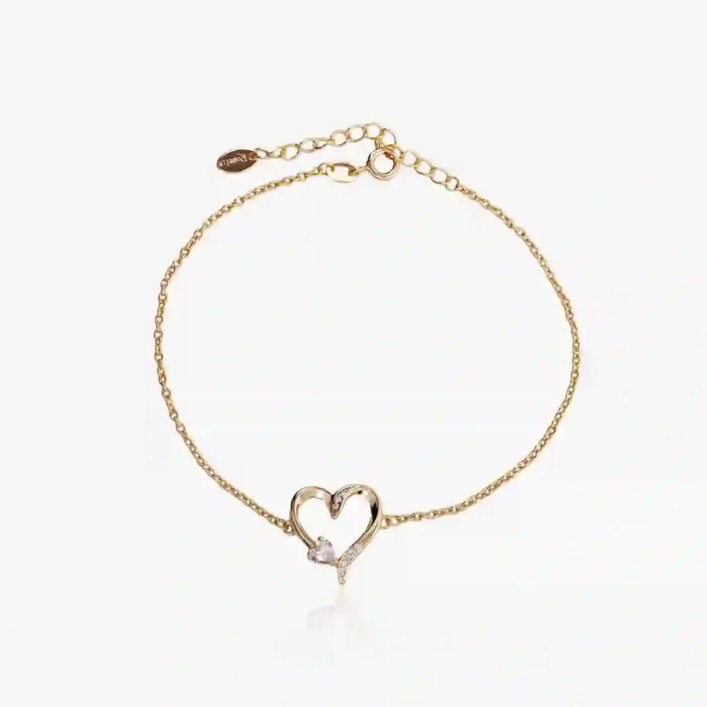 Pulsera fabricada en Plata de ley (925mlms) disponible acabado Oro 18k, con circonita o rubi