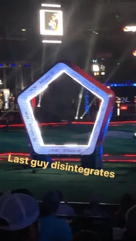 Drone race GIF. Last drone gets disintegrated