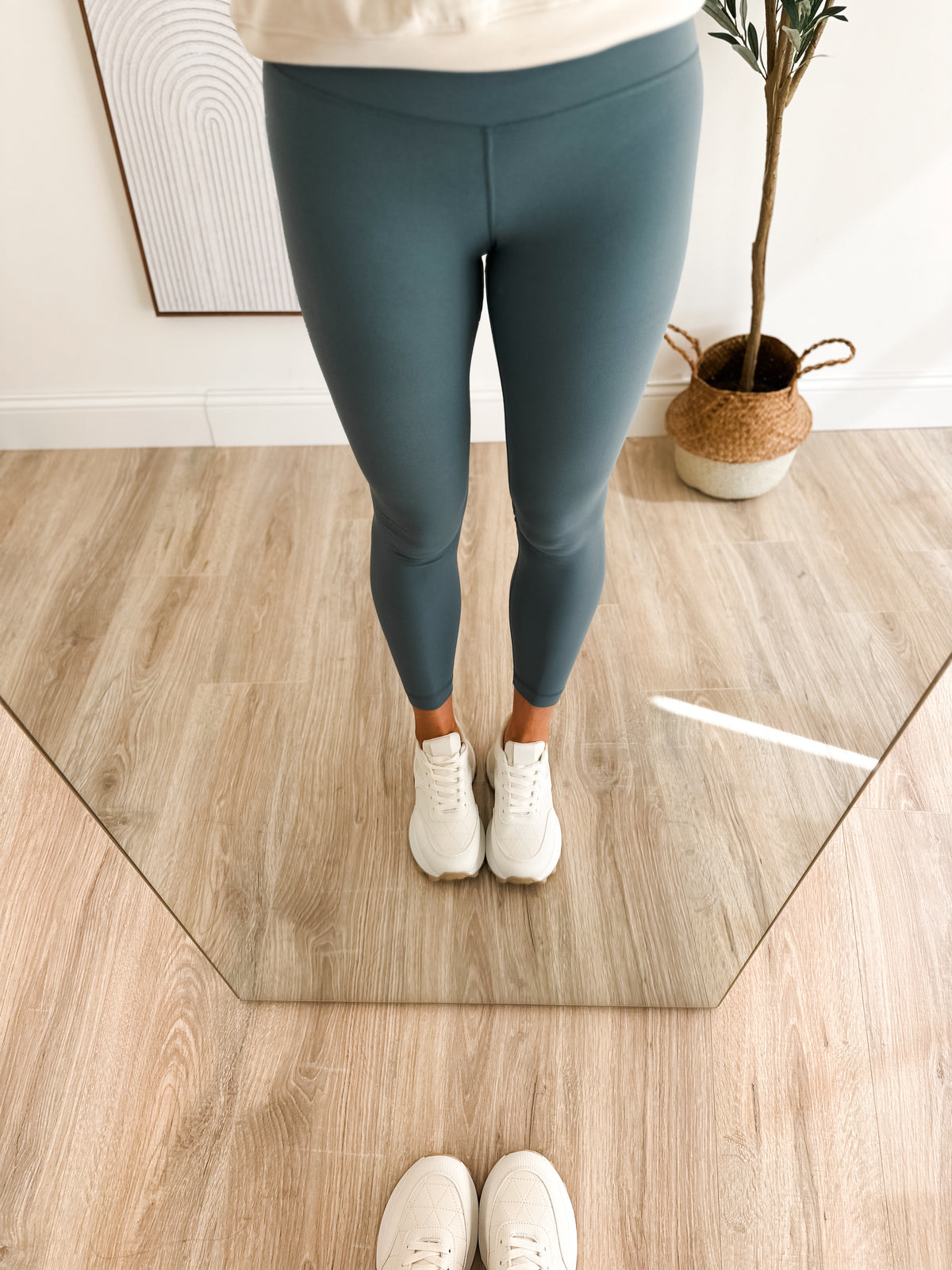 Mint Green Pastel Solid Color Block Spring Summer Leggings by