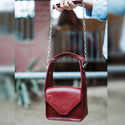 Womens Burgundy Leather Crossbody Bag
