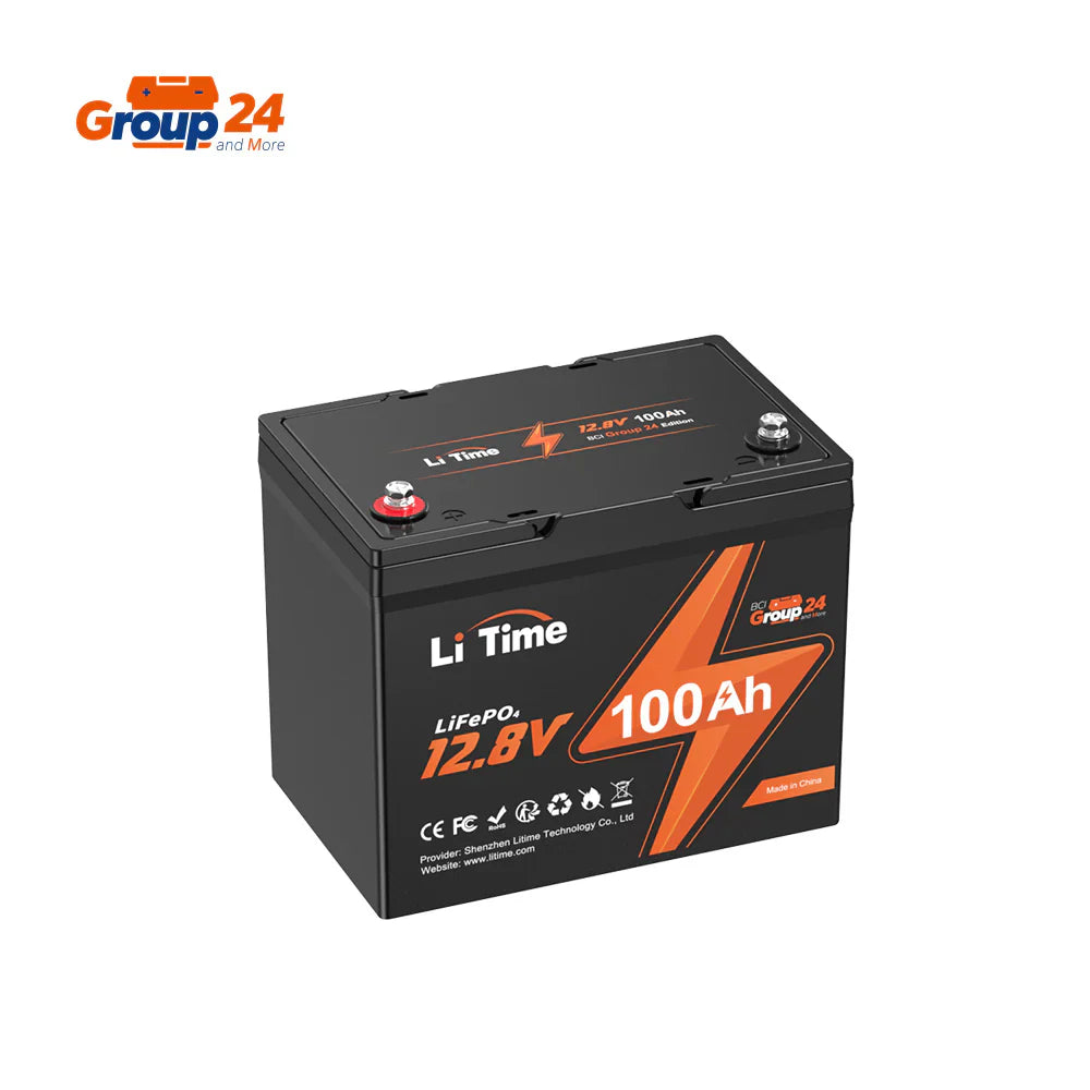 LiTime 12V 100Ah Group 24 Deep Cycle LiFePO4 Lithium Battery, 1 Pack [12V 100A Group24]