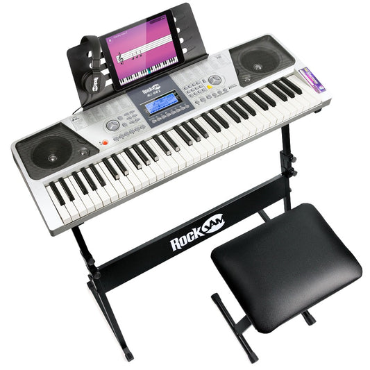 How to Set Up /Adjust the Height of RockJam XX-363 Xfinity Double Braced  Keyboard Stand & Overview 