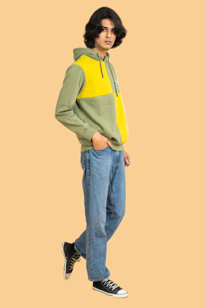 Green and yellow hooded sweatshirt