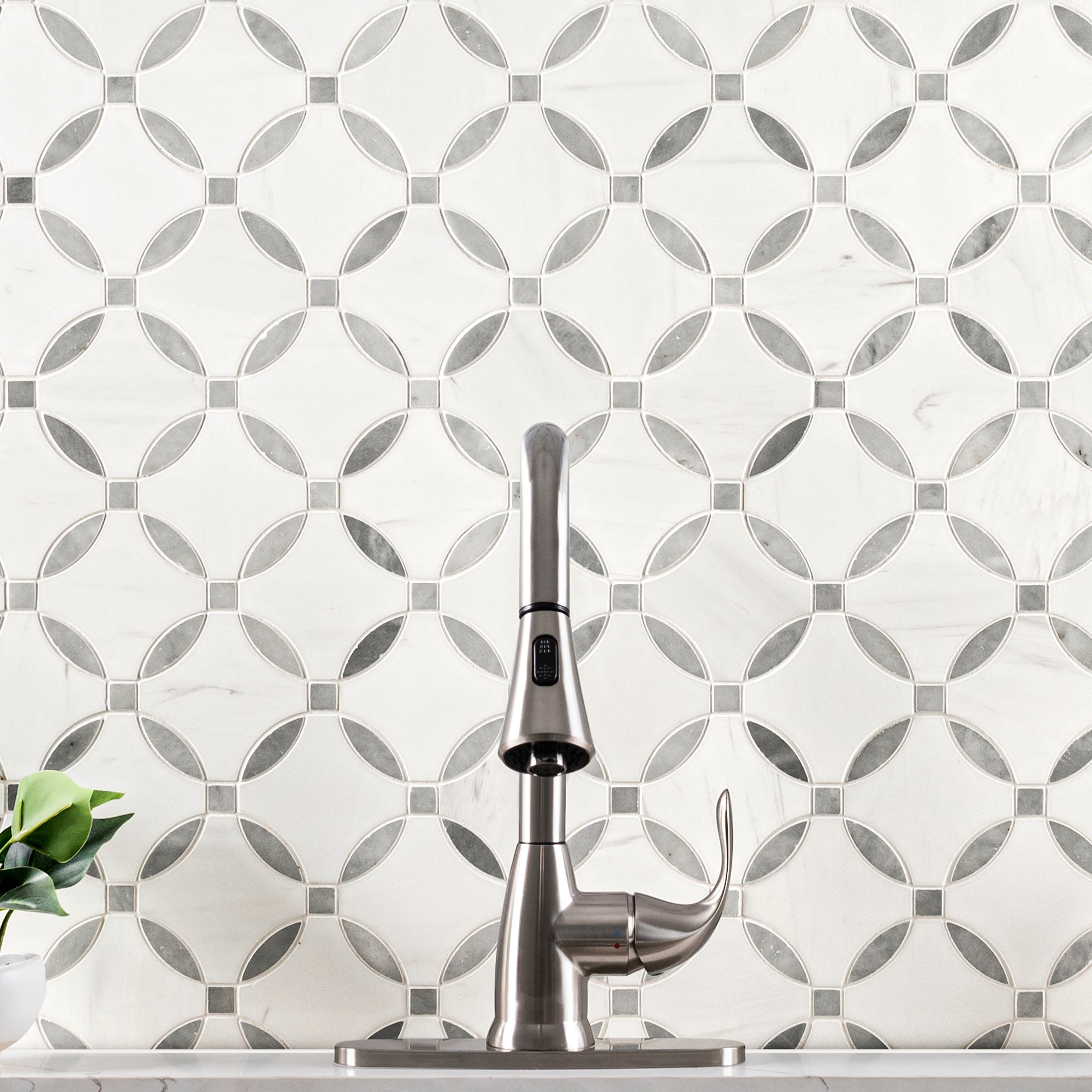 Bianco Dolomite Lola 10.25"x10.25" Polished Marble Mosaic Floor and Wall Tile - MSI Collection