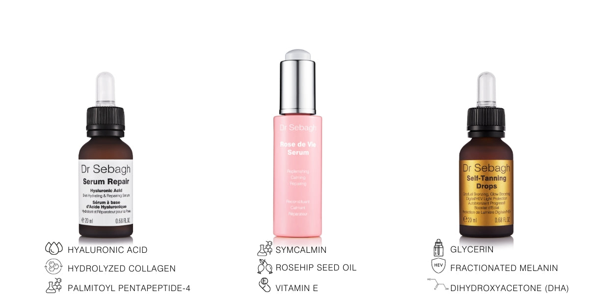 Key Ingredients of Serum Repair, Rose de Vie Serum & Self-Tanning Drops