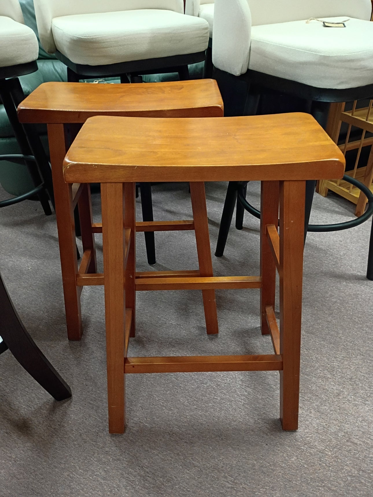 Pair of Wooden Saddle Stools