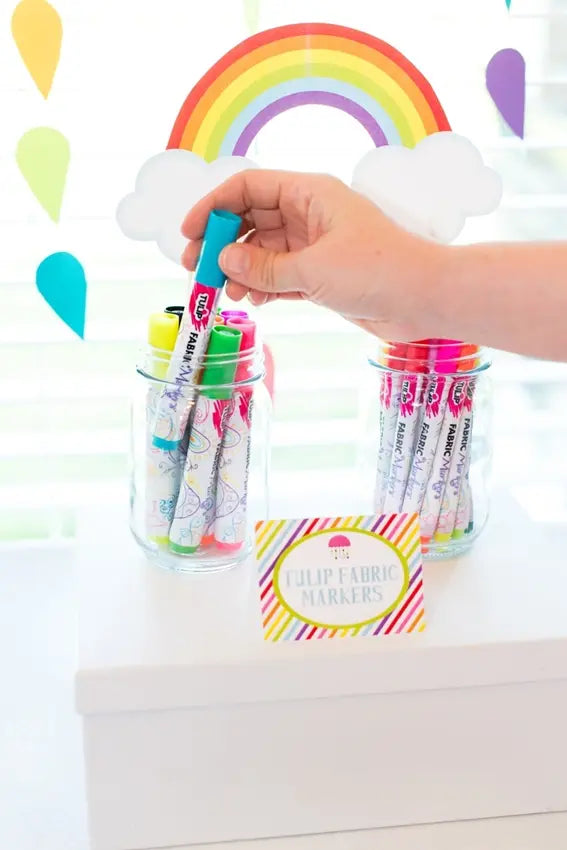 Rainbow Baby Shower Station With Tulip Fabric Markers