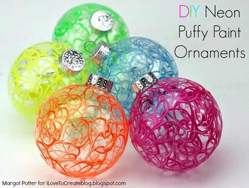 DIY Christmas Ornaments Puffy Paint Craft