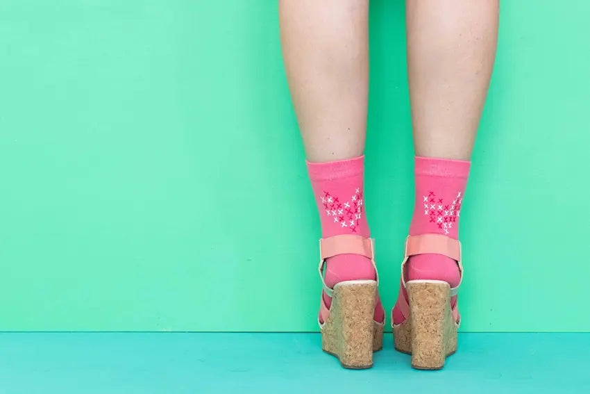 DIY Faux Cross Stitch Heart Socks – Tulip Color Crafts