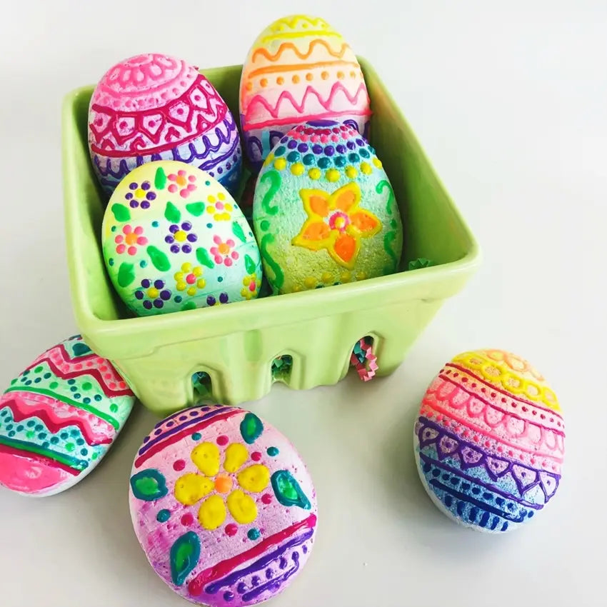 Puffy Paint Easter Egg Rocks