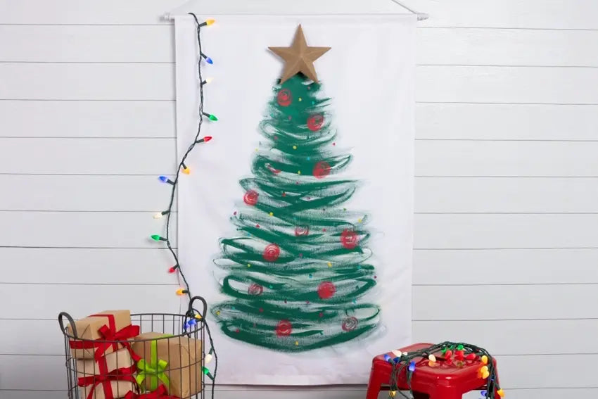 Fabric Paint Christmas Tree Wall Canvas