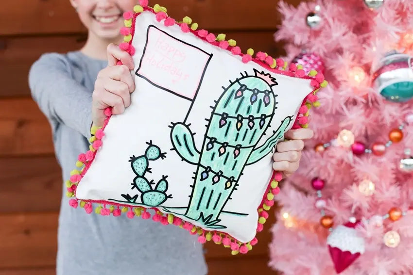 Christmas Cactus Coloring Pillow