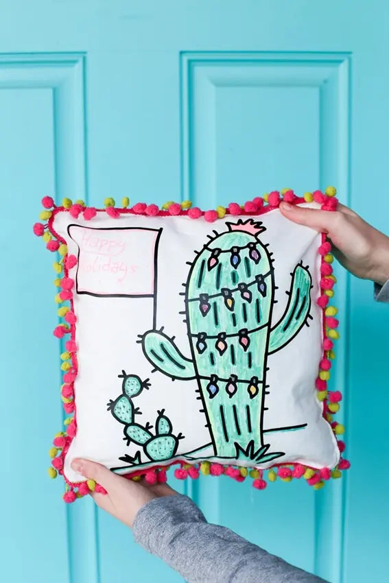 Christmas Cactus Coloring Pillow