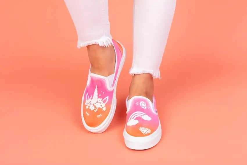 Tulip Unicorn Ombre Tie-Dye Shoes with Transfers