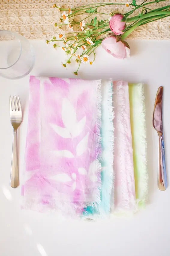 Tulip Pastel Dyed Plant Pattern Cloth Napkins