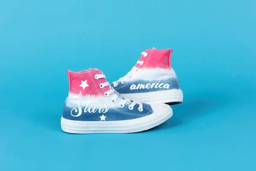 Americana Tie-Dye Shoes with Transfers