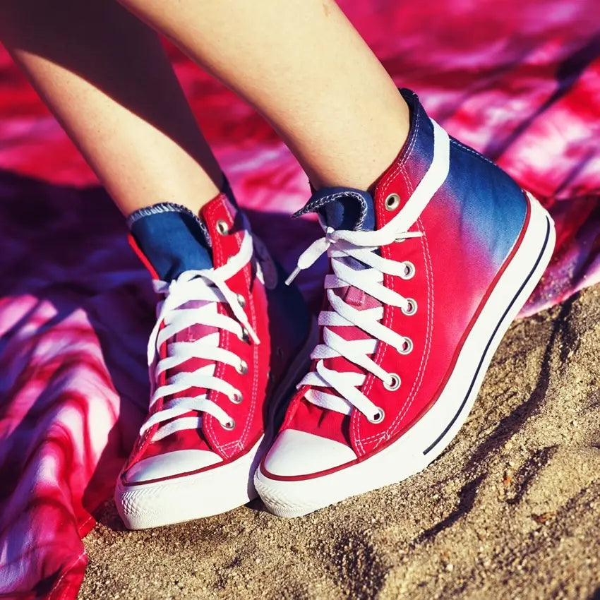 Red and Blue Tie-Dye Canvas Shoes