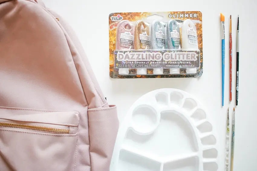 Tulip Dazzling Glitter Paints for decorating a backpack