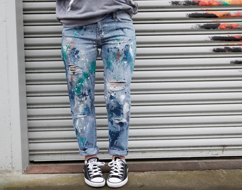 Custom painted jeans with Soft Fabric Paint