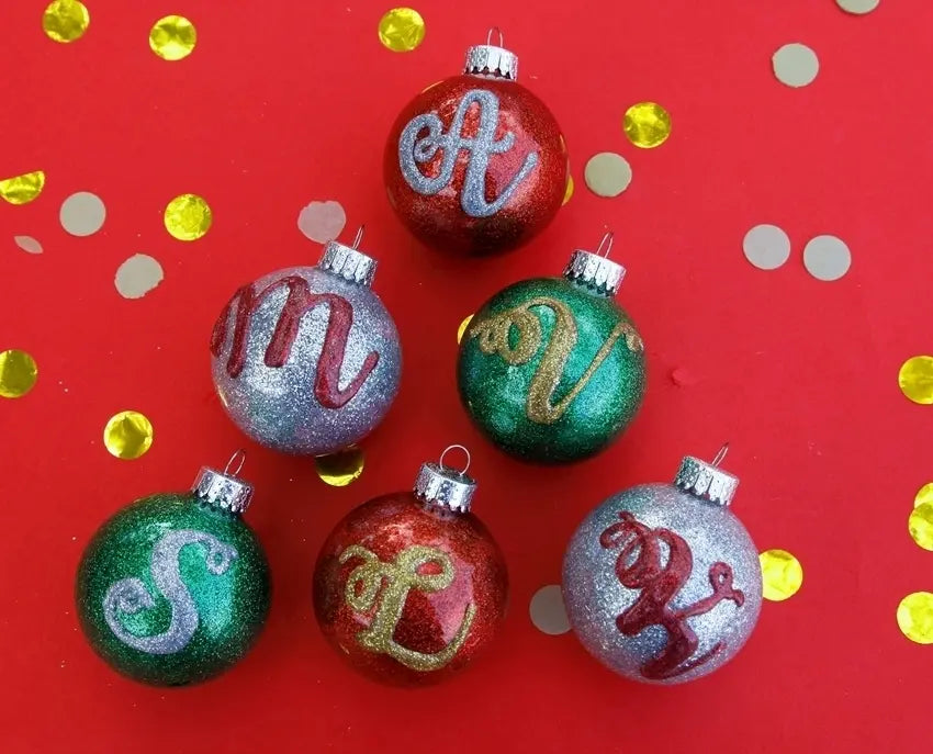 Glitter Monogram Ornaments