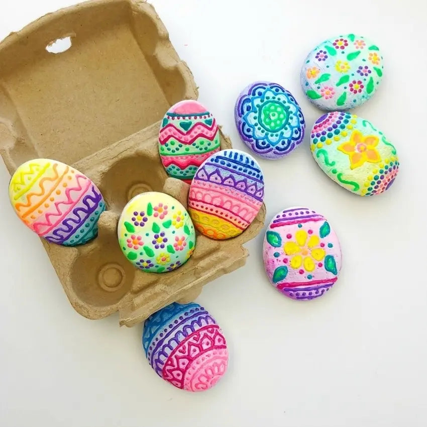 Puffy Paint Easter Egg Rocks
