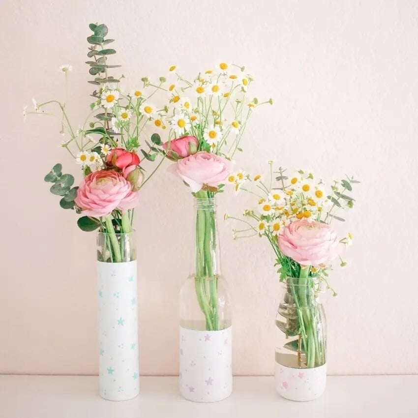 Upcycled Floral Pastel Vases
