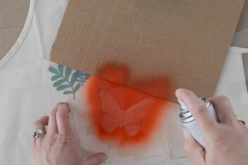 Spray the first part of your stencil