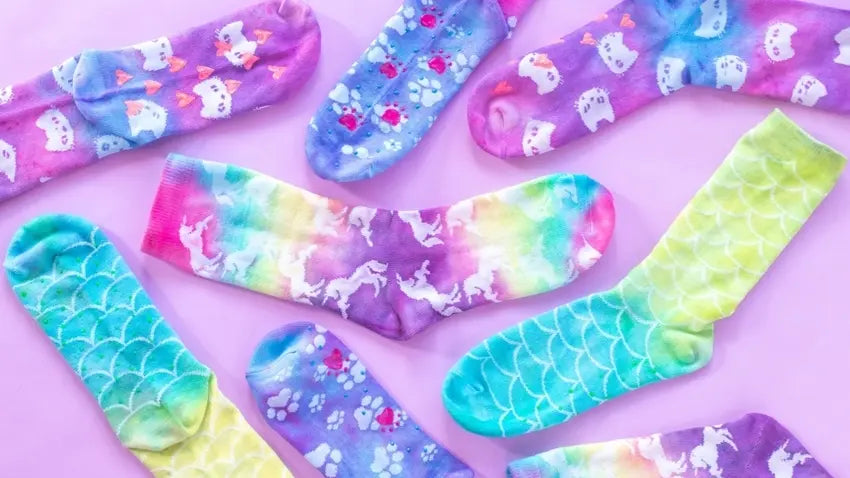 90s Inspired Neon Tie-Dye Grip Socks